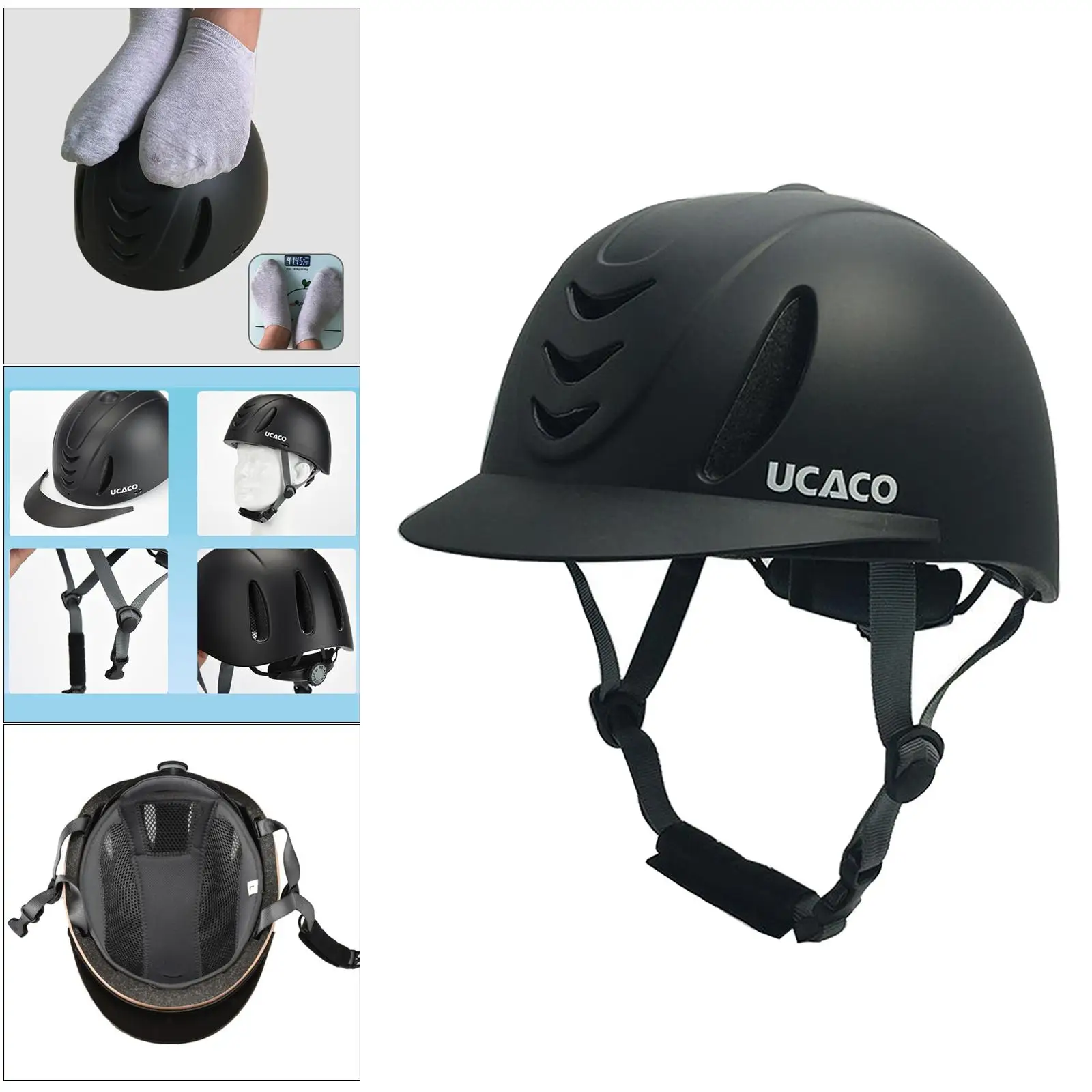 Bombe équitation - casque noir étoilé